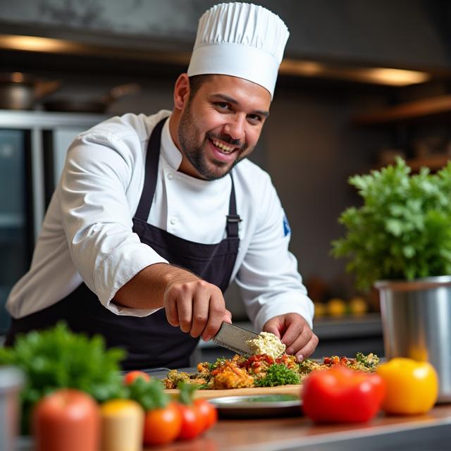Chef enseñando cocina colombiana
